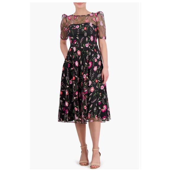 Eliza J Dresses & Skirts - Eliza J Embroidered Illusion Neck Cocktail Dress - Size 4 (new)